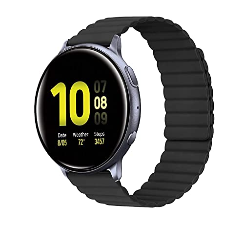 AiMok 20mm Correa Compatible con Samsung Galaxy Watch 4/4 Classic/Active/Active 2 40/44mm, Pulsera de Repuesto de Silicona con Cierre Magnético para Samsung Galaxy Watch 3 41mm/ Watch 42mm - Negro