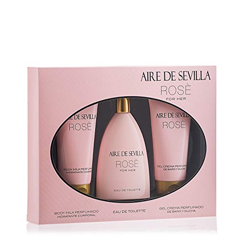 Aire de Sevilla Set de Belleza Edición Rosè - Body Milk / Eau de Toilette / Gel de baño y ducha para mujer