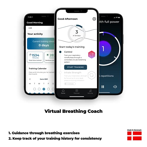 Airofit Active™ - Entrenador respiratorio y aplicación de respiración Virtual | Bienestar General, Mejorar la Capacidad pulmonar, Estilo de Vida Activo | Excelente para Deporte y Bienestar (Turquesa)