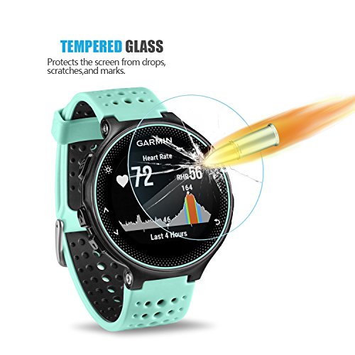 AKWOX [4 Unidades] Protector de Pantalla para Garmin Forerunner 235 225 620 220 [9H Dureza] Cristal Vidrio Templado para Garmin Forerunner 235 225 620 220 Cristal Templado