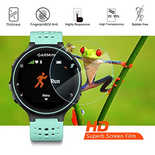 AKWOX [4 Unidades] Protector de Pantalla para Garmin Forerunner 235 225 620 220 [9H Dureza] Cristal Vidrio Templado para Garmin Forerunner 235 225 620 220 Cristal Templado