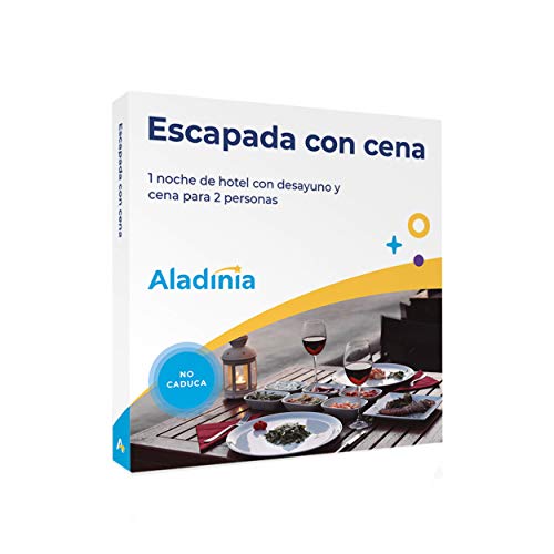 ALADINIA Escapada con Cena. Paquete de experiencias Originales para Regalar. Cofre Regalo de una Noche de Hotel y Cena Gourmet. Sin caducidad, Cambios ilimitados y Gratis