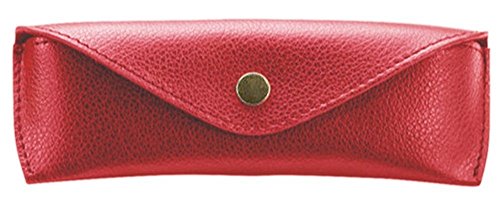 Alassio Estuche de Piel auténtica para Gafas, pequeño, Aprox. 16 x 5,5 x 3 cm, Organizador de Bolsillo, 16 cm, Color Rojo