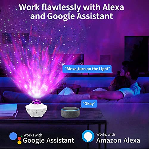 Alexa Proyector Estrellas Lámpara,Proyector de Luz Estrellas Galaxia,16 Millones de Colores RGB Dimming/Bluetooth Música/Temporizador Luz Nocturna Infantil para Decorativas Habitacion Fiesta Navidad