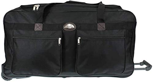 Alexander Bolsa de Viaje Deportes Extra Maleta Trolley Grande Mochila 2 Ruedas con Asa Doble Tamño S/M/L 90X48X33cm Capacidad de 140L (Negro, L) ST01-Negro