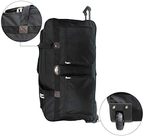 Alexander Bolsa de Viaje Deportes Extra Maleta Trolley Grande Mochila 2 Ruedas con Asa Doble Tamño S/M/L 90X48X33cm Capacidad de 140L (Negro, L) ST01-Negro