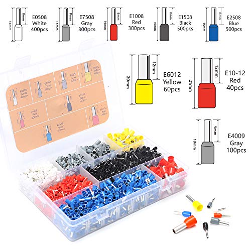 Alicates Terminales hexagonal con Conectores Cable con 2200pcs 0.25-10.00 mm² AWG 23-7 Terminales Kit de herramienta Alicates de terminales Crimpadora