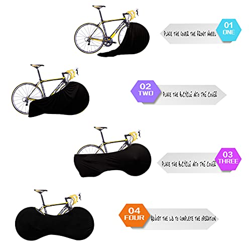 ALLILUYAA Funda para Rueda de Bicicleta,Cubierta Bicicleta ​Interior,Negro Puro，Prueba de Suciedad y Lavable Tela Elástica,Sirve para el 99% de Las Bicicletas para Adultos