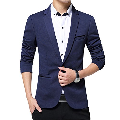 Allthemen Blazer - Chaqueta de Traje para Hombre, diseño Ajustado con botón de veston Blazer para Hombre, Elegante, Formal, para Bodas, Negocios y veladas