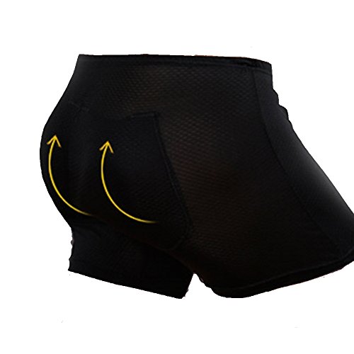 Allure Plus Coolon Men’s Padded Buttocks Bum Enhancer Hip-up Boxer Panties Underwear Brief (M, Navy)