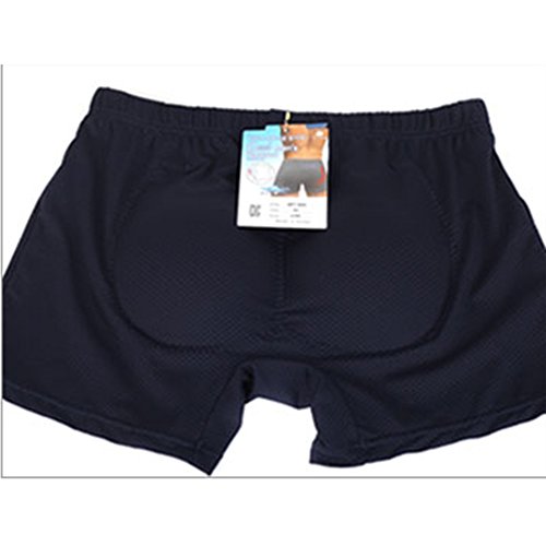 Allure Plus Coolon Men’s Padded Buttocks Bum Enhancer Hip-up Boxer Panties Underwear Brief (M, Navy)