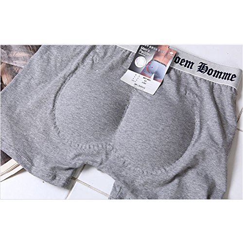 Allure Plus Men's Padded Buttocks Bum Enhancer Hip-up Boxers Panties Underwear Brief (M, Gray)
