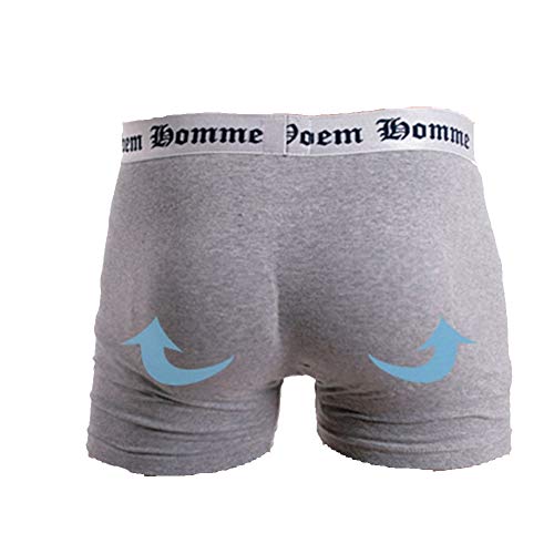 Allure Plus Men's Padded Buttocks Bum Enhancer Hip-up Boxers Panties Underwear Brief (M, Gray)