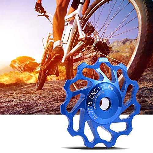 Alomejor Polea de desviación Trasera de la polea de la Bicicleta de la Rueda del Jockey 2pcs Polea de cerámica Rueda de desviador de la Rueda Trasera del desviador Trasero(11T-Blue)