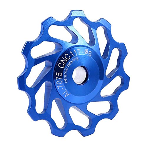 Alomejor Polea de desviación Trasera de la polea de la Bicicleta de la Rueda del Jockey 2pcs Polea de cerámica Rueda de desviador de la Rueda Trasera del desviador Trasero(11T-Blue)