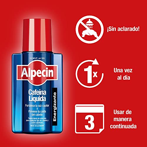 Alpecin Cafeina Liquida 1x 200 ml | Locion anticaida cabello hombre | Tratamiento para caida de pelo hombre | Tratamientos contra alopecia areata androgenetica | Producto para evitar caida pelo