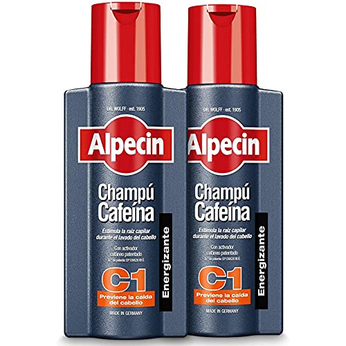 Alpecin Champú Cafeína C1 2x 250ml | Champu anticaida hombre y con cafeina | Tratamiento para la caida del cabello | Alpecin Shampoo Anti Hair Loss Treatment Men