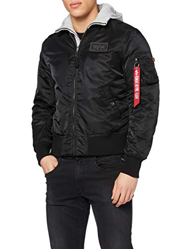 Alpha Industries Flight Jacket|MA-1 D-Tec Chaqueta, Negro (Grey/Black 03), L para Hombre