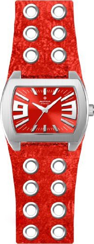 Alpha Saphir 222D - Reloj de Mujer de Cuarzo, Correa de Piel Color Rojo