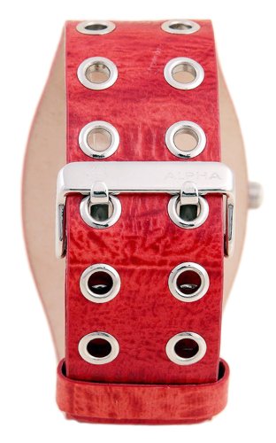 Alpha Saphir 222D - Reloj de Mujer de Cuarzo, Correa de Piel Color Rojo