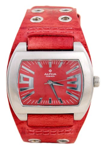 Alpha Saphir 222D - Reloj de Mujer de Cuarzo, Correa de Piel Color Rojo