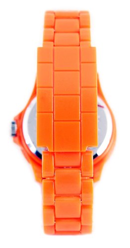 Alpha Saphir 249D - Reloj analógico de mujer de cuarzo con correa de goma naranja - sumergible a 50 metros
