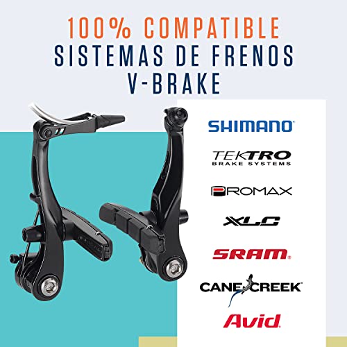 Alphatrail V-Brake Zapatas Freno 2 Pares 72mm I Optimización del Comportamiento de frenado en Mojado I La Duradera Zapata de Freno & 100% Adecuado para V-Frenos de Shimano, Tektro, Avid, SRAM etc.