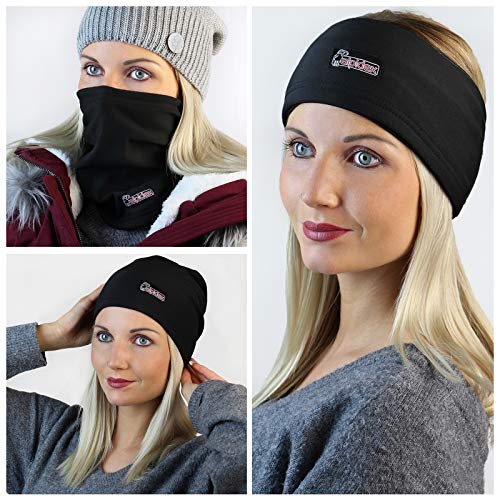 ALPIDEX Braga Cuello Forro Polar Calido Calentator Cuello Mujer Hombre Niño Neck Gaiter Bufanda Multifuncional Forro, Color:Negro, Tamaño:XL/XXL