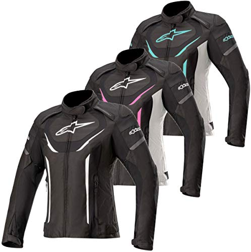 Alpinestars Chaqueta de moto Stella T-Jaws V3 impermeable para mujer, color negro/blanco, talla S