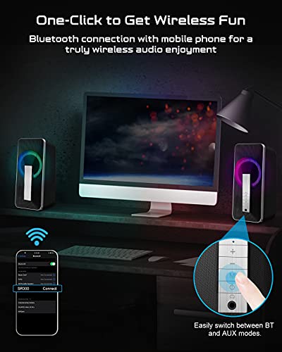 Altavoces PC Sobremesa,10W Altavoz USB & Bluetooth para Ordenador con Cable e Modo Inalámbrica, Sonido Estéreo de Doble Canal Multimedia para Ordenador Portátil Tableta Móvil MP3 Fiesta