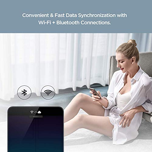 Amazfit Báscula Inteligente de composición corporal báscula de pesaje personal digital con análisis inteligente 16 parámetros de composición corporal, aplicación para IOS y Andriod Aurora