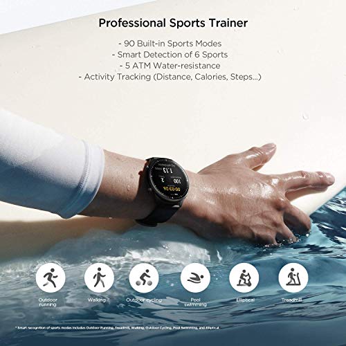 Amazfit GTR 2 Smartwatch Reloj Inteligente Fitness 12 Modos Deportivos 5 ATM Alexa Asistentes de Voz 3GB Almacenamiento de Música Llamadas telefónicas Bluetooth Aluminium