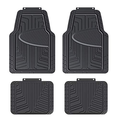 Amazon Basics - Alfombrilla de goma para coches, todocaminos y camiones hecha para todas las estaciones, negra (4 unidades)