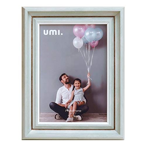 Amazon Brand - Umi - Kreativer einfacher Bilderrahmen 13X18 cm, 5 X 7 Zoll,Holzmaserungmit Metalleinsatz-Fotorahmen,frei plaziert und wandmontage Hellgrün