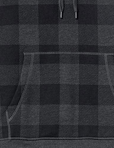 Amazon Essentials Sherpa-Lined Pullover Hoodie Sweatshirt Sudadera, Color Carbón, Cuadros De Vichy Grandes, L