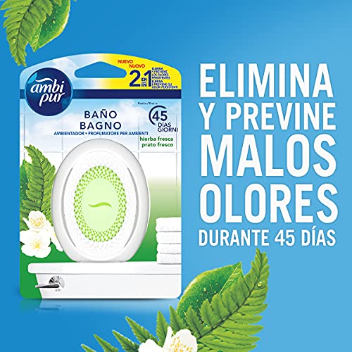 Ambipur Ambientador Casa para Baño (6 x 45 días) Fragancia de Flores Elegantes, Hierba Fresca y Nubes de Algodón, Mega Pack