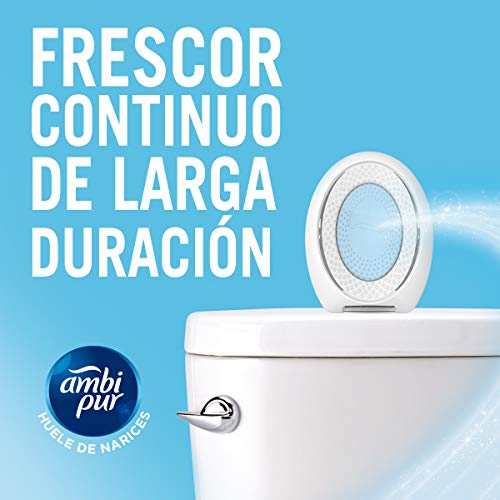 Ambipur Ambientador Casa para Baño (6 x 45 días) Fragancia de Flores Elegantes, Hierba Fresca y Nubes de Algodón, Mega Pack