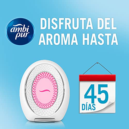 Ambipur Ambientador Casa para Baño (6 x 45 días) Fragancia de Flores Elegantes, Hierba Fresca y Nubes de Algodón, Mega Pack