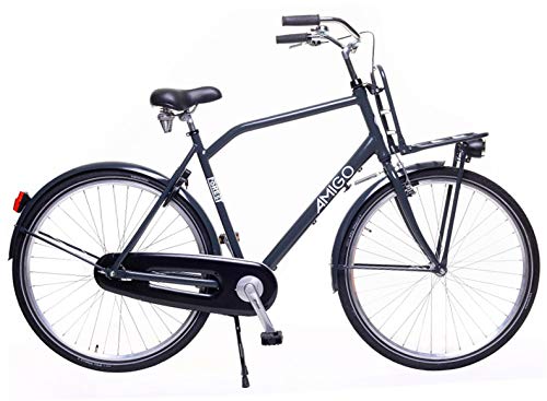 Amigo Forest - Bicicleta de Ciudad de 28 Pulgadas para Hombres - con V-Brake, Freno de Retroceso, portaequipajes Delantero, iluminación y estándar - Antracita