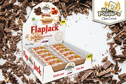 AMIX - Barritas de Proteínas - Flap Jack Oat en Formato de 30 x 120 g - Aporte de Energía Duradera - Mejoran el Rendimiento Deportivo - Con Sabor a Doble Chocolate