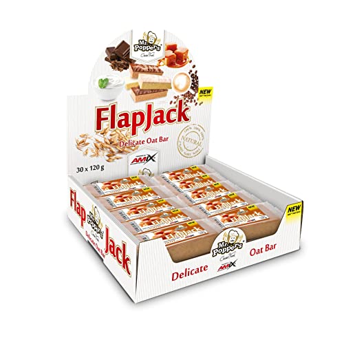 AMIX - Barritas de Proteínas - Flap Jack Oat en Formato de 30 x 120 g - Aporte de Energía Duradera - Mejoran el Rendimiento Deportivo - Con Sabor a Doble Chocolate