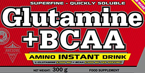 AMIX - Bcaa Glutamina - 300 Gramos - Complemento Alimenticio de Glutamina en Polvo - Reduce el Catabolismo Muscular - Óptimo para Deportistas - Sabor Frutas del Bosque - Aminoácidos Ramificados