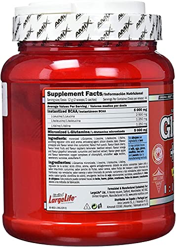 AMIX - Bcaa Glutamina - 530 Gramos - Complemento Alimenticio de Glutamina en Polvo - Reduce el Catabolismo Muscular - Óptimo para Deportistas - Sabor Naranja - Aminoácidos Ramificados