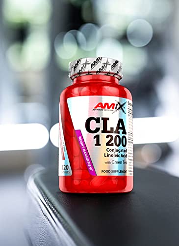 AMIX - Complemento Alimenticio - CLA 1200 - 120 Comprimidos - Sin Estimulantes - Suplemento con Ácido Linoleico y Té Verde - Potente Antioxidante - Quemador de Grasa