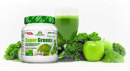 AMIX - Complemento Alimenticio - GreenDay Super Greens Smooth Drink - 360 Gr - Prepara tu Smoothie - Ayuda a Controlar el Peso - Aporte de Energía - Batidos Verdes - Suplemento Alimenticio Vegetal