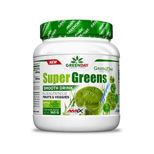 AMIX - Complemento Alimenticio - GreenDay Super Greens Smooth Drink - 360 Gr - Prepara tu Smoothie - Ayuda a Controlar el Peso - Aporte de Energía - Batidos Verdes - Suplemento Alimenticio Vegetal