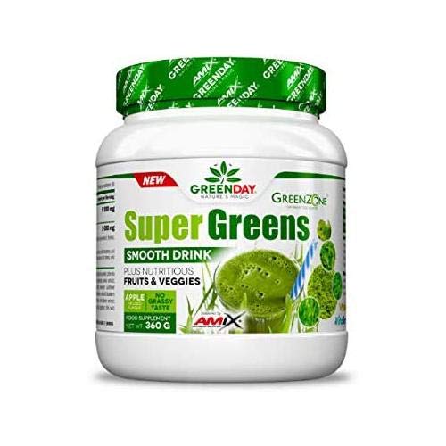 AMIX - Complemento Alimenticio - GreenDay Super Greens Smooth Drink - 360 Gr - Prepara tu Smoothie - Ayuda a Controlar el Peso - Aporte de Energía - Batidos Verdes - Suplemento Alimenticio Vegetal