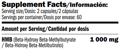 AMIX - Complemento Alimenticio - HMB - 120 Cápsulas - Calidad Farmacéutica - Incrementa la Fuerza - Previene el Catabolismo Muscular - Ideal Suplemento Alimenticio para Deportistas