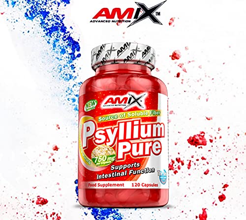 AMIX - Complemento Alimenticio - Psyllium Pure - 120 Cápsulas - Fuente de Fibra Soluble - Suplemento con Cáscara de Semilla de Zaragatona - Suplemento Alimenticio Natural