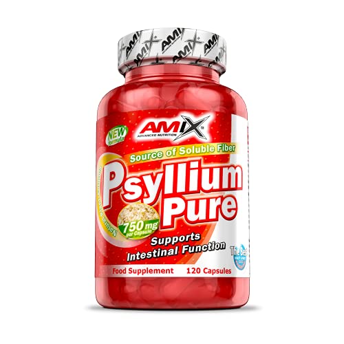 AMIX - Complemento Alimenticio - Psyllium Pure - 120 Cápsulas - Fuente de Fibra Soluble - Suplemento con Cáscara de Semilla de Zaragatona - Suplemento Alimenticio Natural